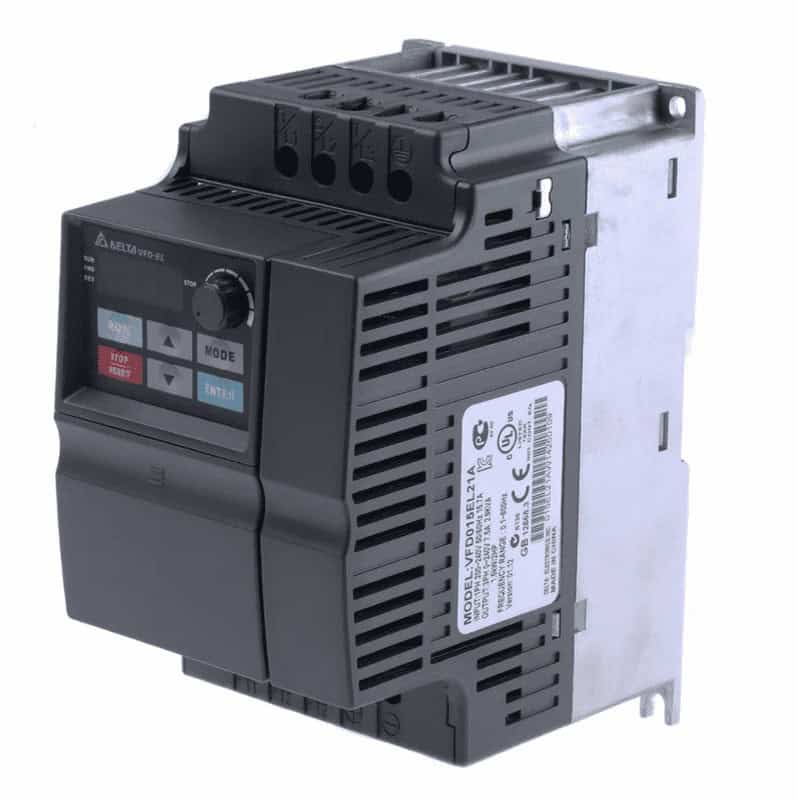 Convertizor de frecvență Delta VFD-EL-W Entry-level – Alimentare: 230V AC | Putere activa: 0.2(kW) | Curent de iesire nominal: 1.5A - VFD002EL21W-1