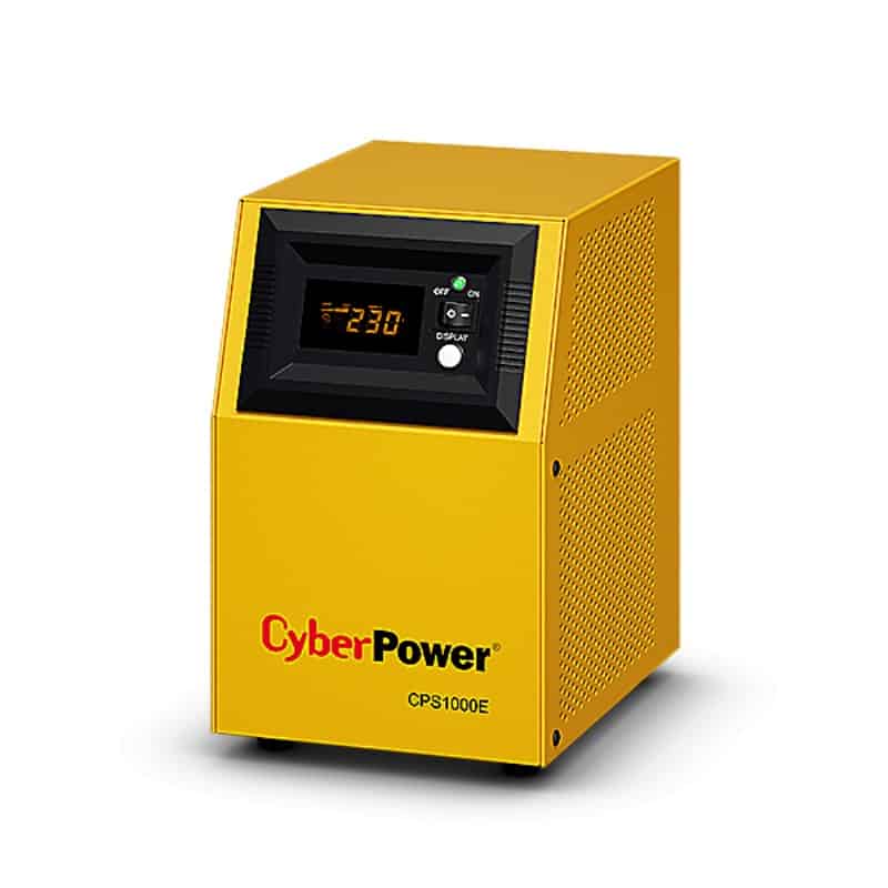 Sursă UPS Inverter Cyberpower CPS – Tensiune intrare: 170 ..... 230V AC | Tensiune intrare CC: 12V DC | Putere aparenta (VA): 0.60kVA | Putere activa (kW): 0.42(kW) | Tip intrari AC: 1xIEC 320-C14 | Tip iesiri AC F(Schuko): 1XF(Schuko) | Tip iesiri AC: NONE | Greutate(kg): 5.2 kg - CPS600E