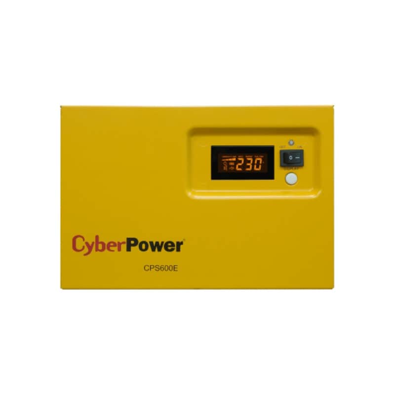 Sursă UPS Inverter Cyberpower CPS – Tensiune intrare: 170 ..... 230V AC | Tensiune intrare CC: 12V DC | Putere aparenta (VA): 0.60kVA | Putere activa (kW): 0.42(kW) | Tip intrari AC: 1xIEC 320-C14 | Tip iesiri AC F(Schuko): 1XF(Schuko) | Tip iesiri AC: NONE | Greutate(kg): 5.2 kg - CPS600E