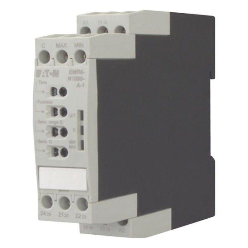 Releu monitorizare EATON EMR6 – Tip functie: Monitorizare temperaturii | Tip: Activ | Tensiune alimentare (Un): 24–240V AC/DC | Tensiune monitorizata (Us): NONE | Tensiune (Us) Umin|Umax: NONE | Monitorizare rez. izolatie: NONE | Monitorizare frecventa: NONE | Monitorizare curent: NONE | Monitorizare temp. PT: NONE | Monitorizare temperatura NTC: NTC (1000Ω) | Contacte auxiliare: 1 CO | Varianta constructiva: NONE - EMR6-N1000-A-1