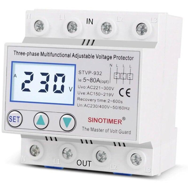 Releu de protectie tensiune trifazic Sinotimer STVP-932 – Curent max. A (Iscpv): 63 A - STVP-932-63A